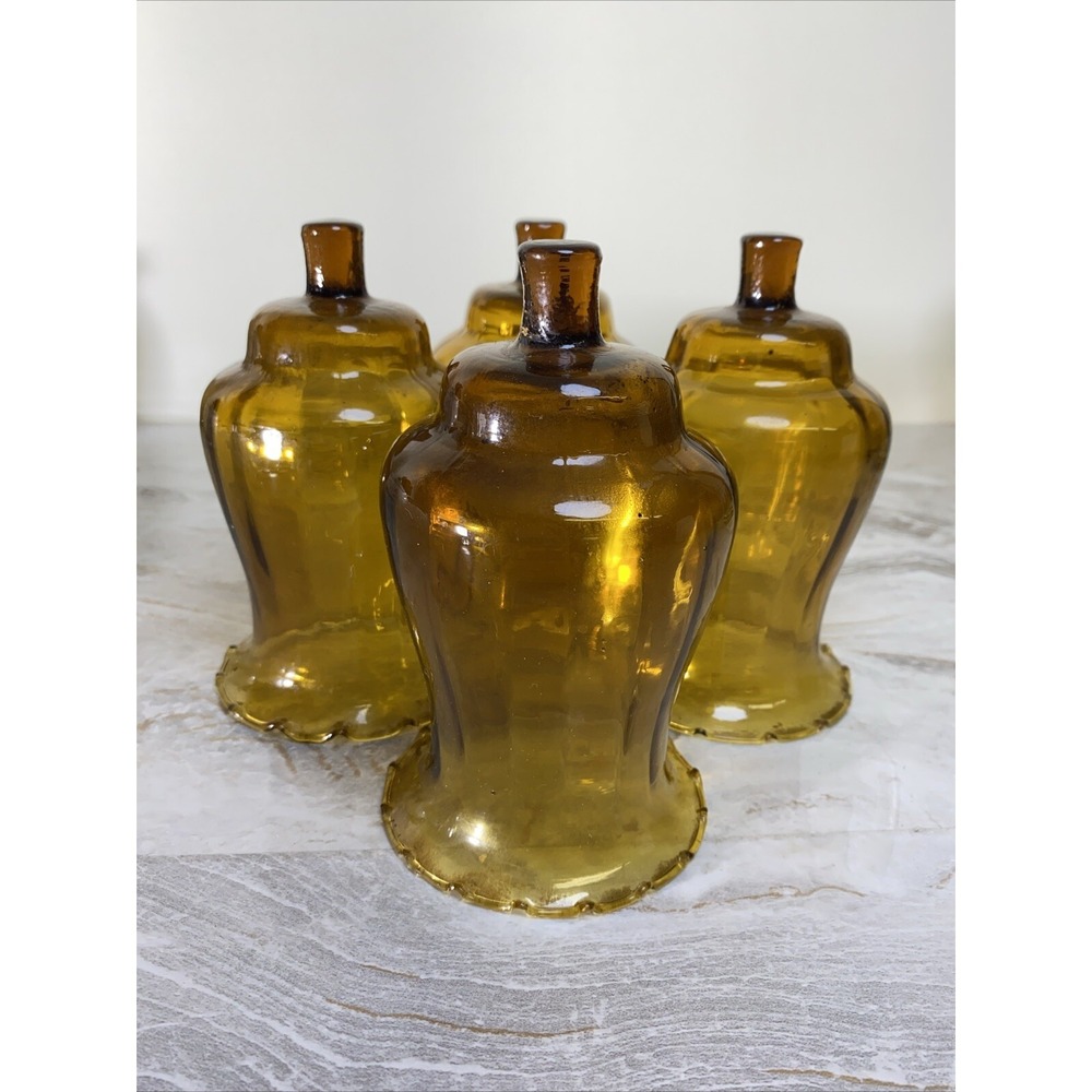 4 Amber Optic‎ Votive Cups Vintage Peg Candles Home Interiors *Barely Used*